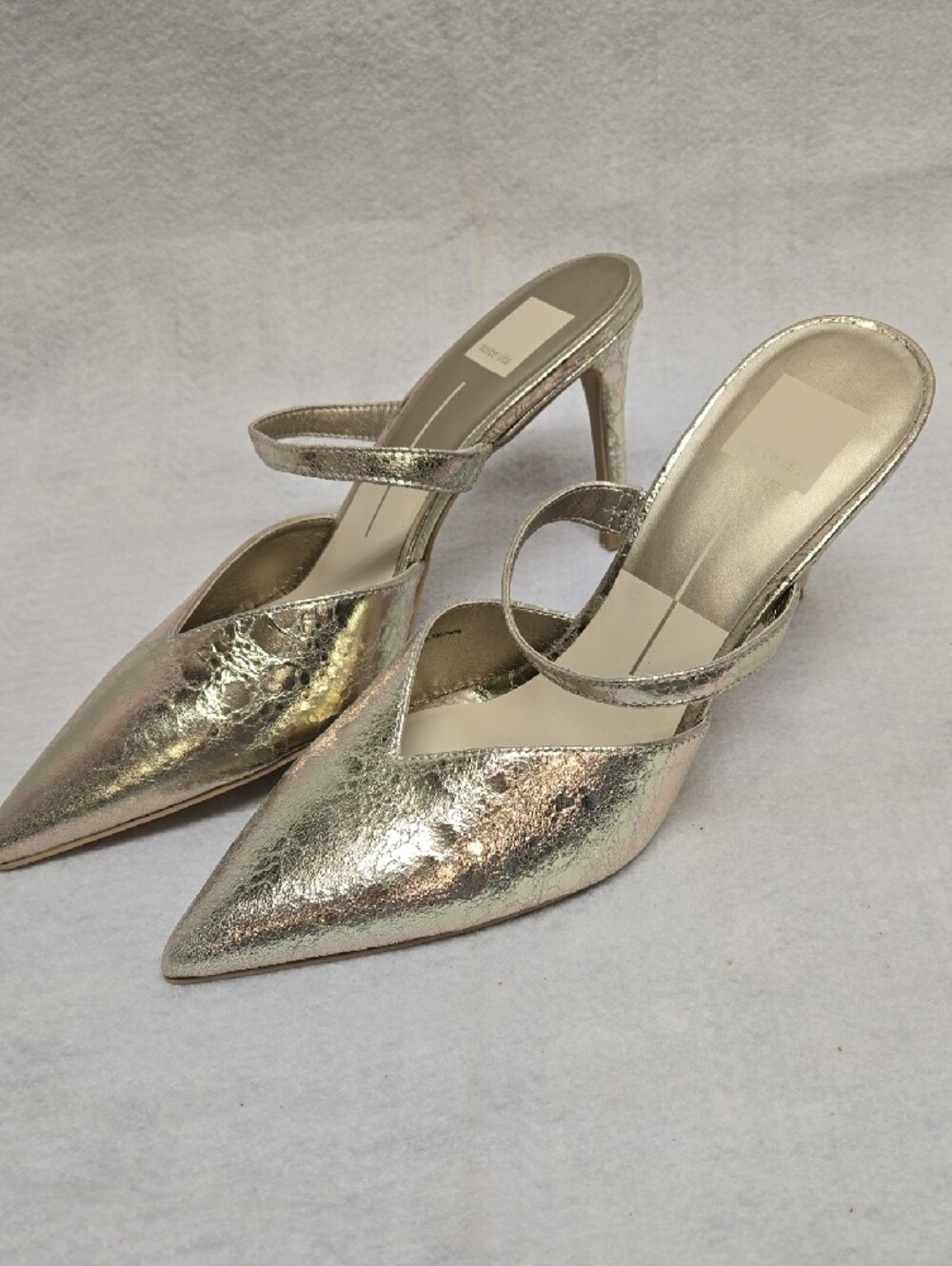 Dolce Vita Metallic Gold Pointed Toe Ankle-Strap Heels